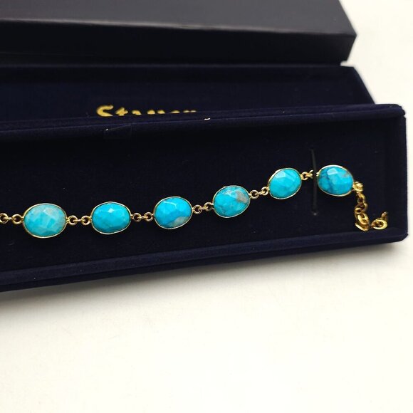 Stauer Eterno Bracelet With Blue Turquoise In Velvet Box 9.5 Total Length * - Picture 2 of 7